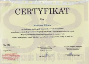 certyfikat-fizjoterapia-nowy-sacz-katarzyna-wigura
